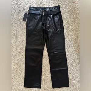 RtA Midnight Black Straight Leg Leather Pants